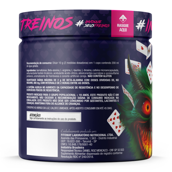 FTW Pré Workout Pote 300g Sabor Bala de Framboesa DIABO VERDE