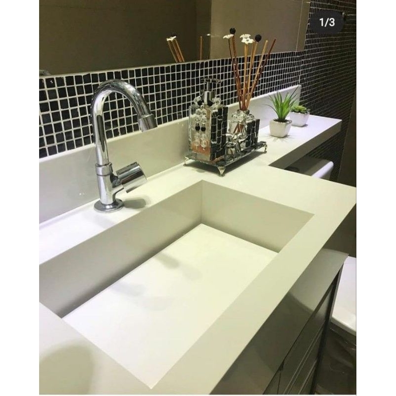 Pia Em Porcelanato Esculpido Premium 60x40 + BRAÇO EXTENSOR 60x15 ...