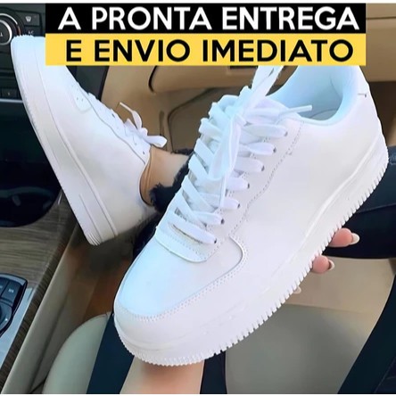 Tênis Feminino Casual Branco Confortável Leve Lindo Promoção