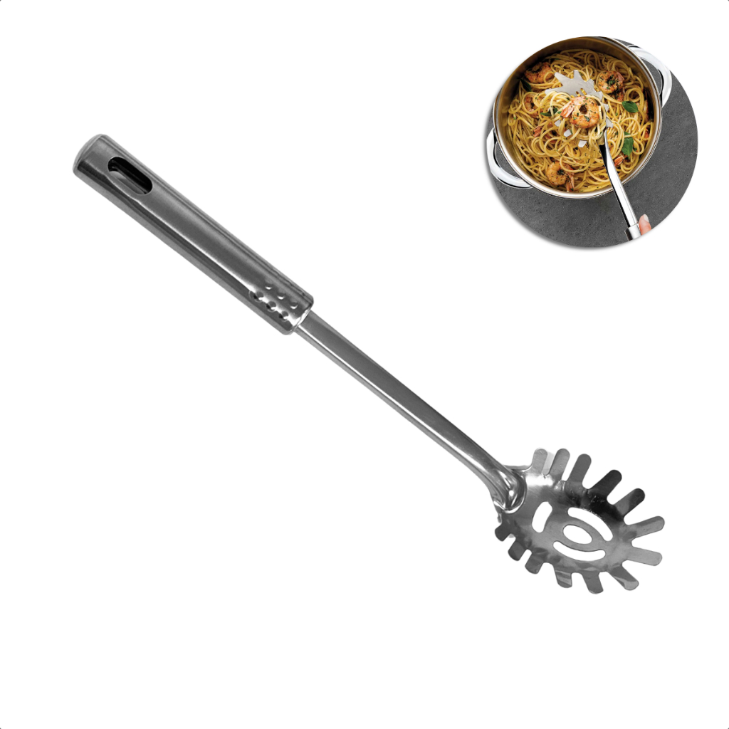 Pegador De Massa Macarrão Inox Grande Utensilio De Cozinha Cabo Tubular ...