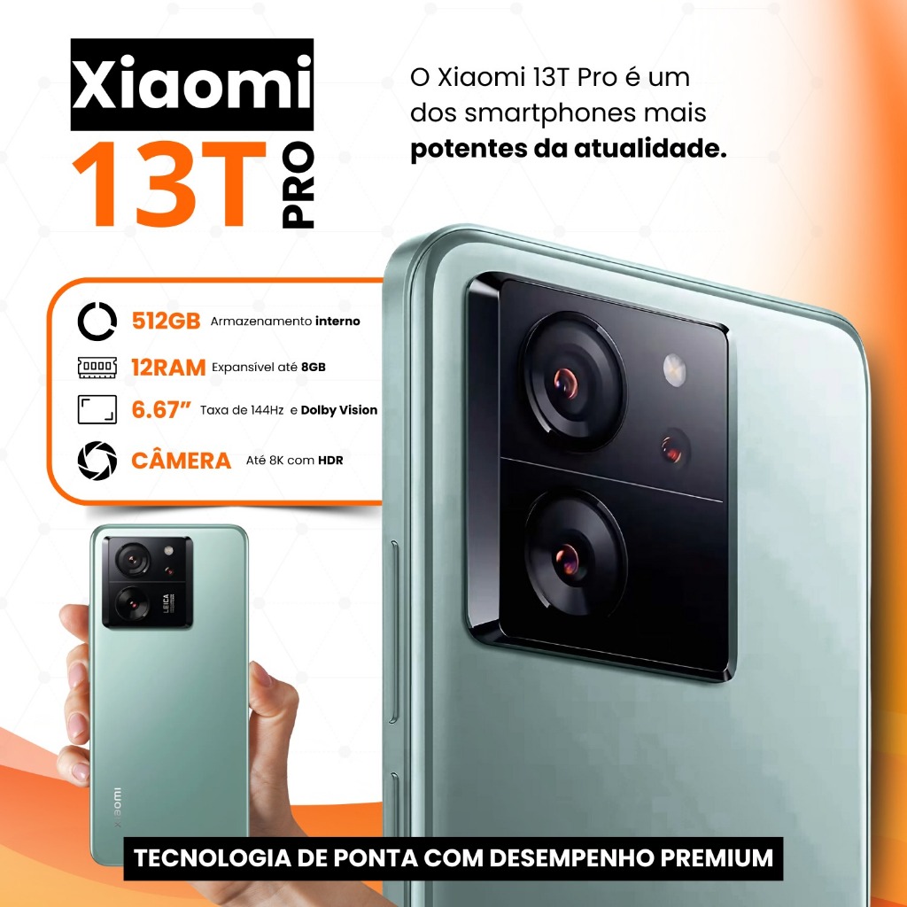 Celular Xiaomi 13T Pro DUAL SIM 5G 512GB 12GB RAM Câmera