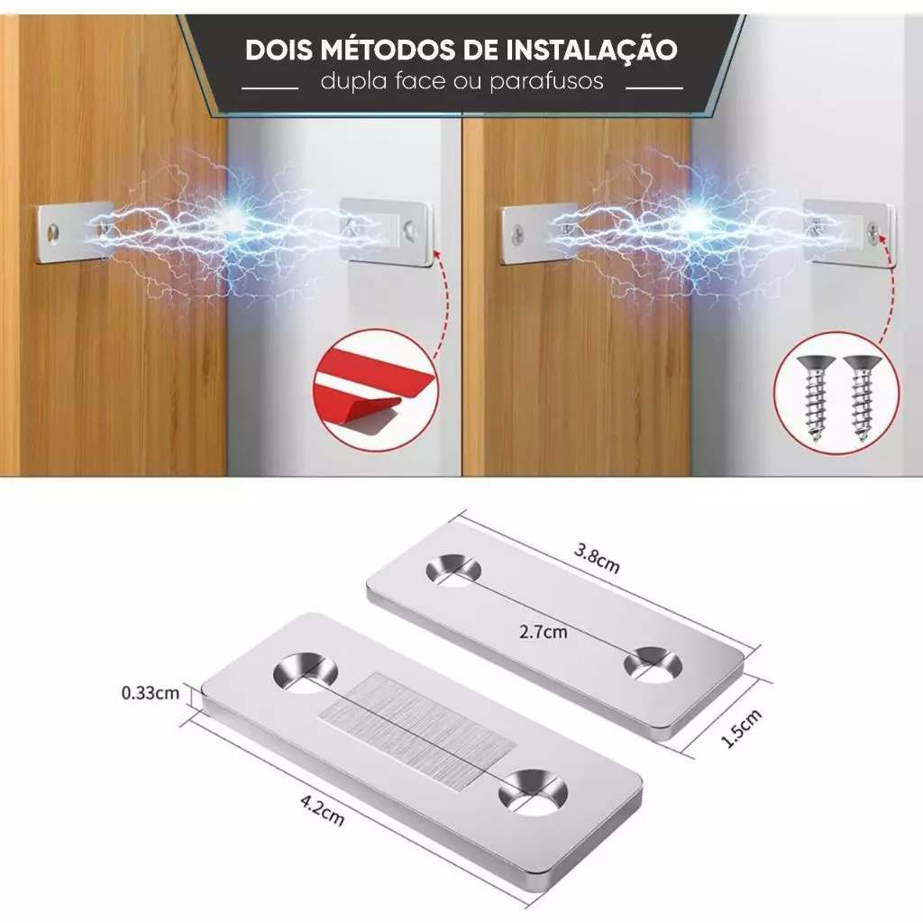 KIT 8 Fecho Magnético De Neodímio Trava P/ Porta Armário Guarda Roupa ...