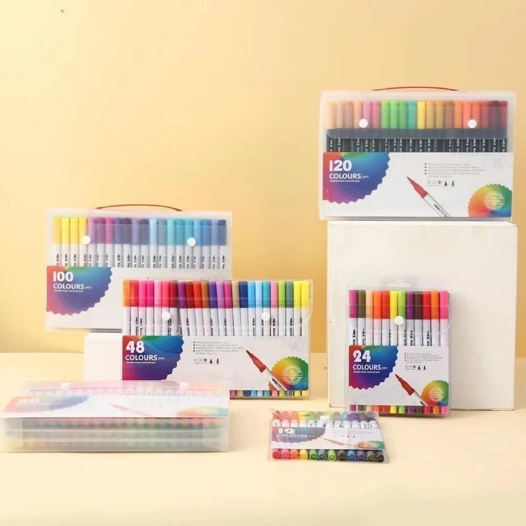 Caneta Brush Pen Kit Com 12/24/36/48/ 80/Cores com ponta dupla pincel ...