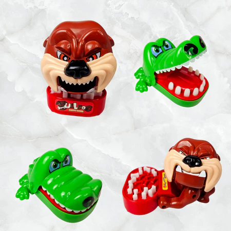 Brinquedos Jogo Cachorro e Jacaré Crocodilo Morde o Dedo Não Acorde os animais pegadinha