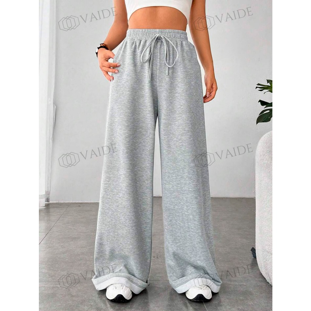 Calça Moletom Tecido Grosso Peluciado Atlético Aconchegante Sport Fit Alta Tendência Mom Lisa