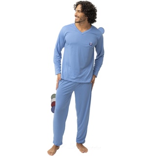 Pijama Masculino Longo Adulto Blusa Manga Comprida Calça em Oferta na Shopee