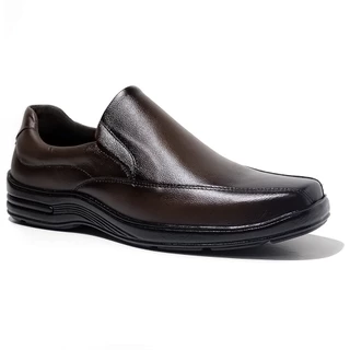 Sapato Masculino Social Moderno Couro Legítimo Leve Macio Bico Redondo Preto Marrom
