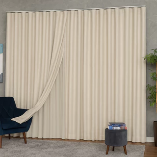 Cortina Voil Linho Forro Blackout Largura 4,00 Metros para TRILHO SUÍÇO SIMPLES MAX em Oferta na Shopee