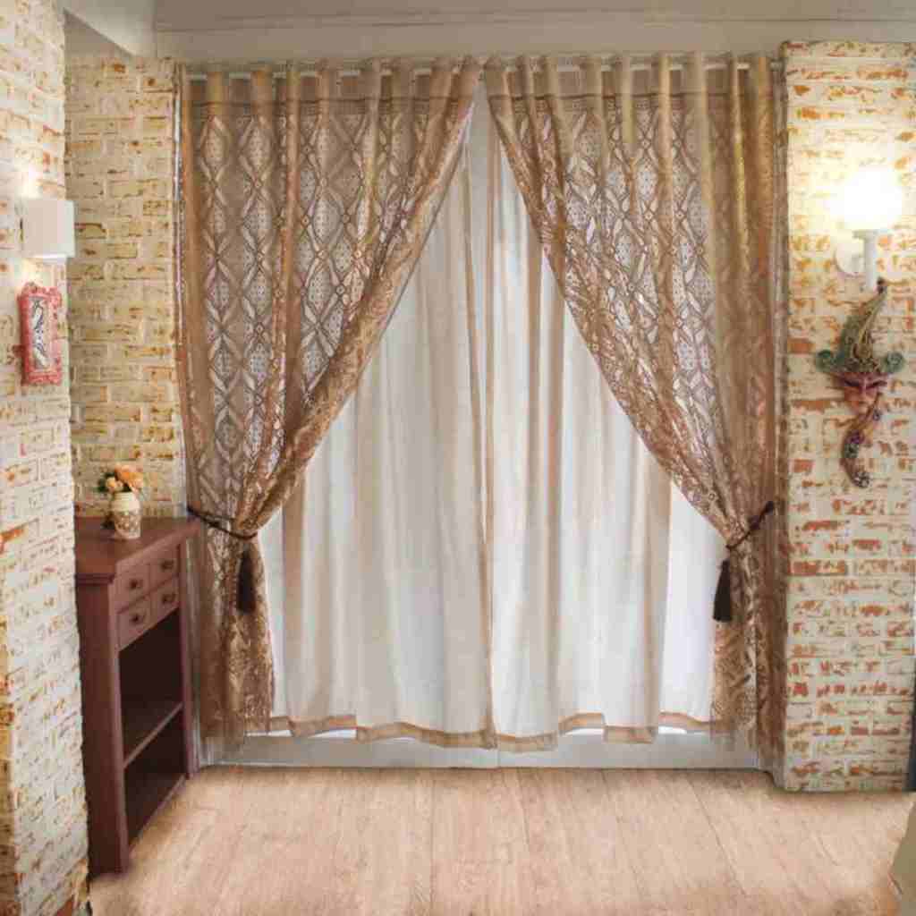 Cortina Com Forro Renda 3.00x2.30 Cm Rustique Grande Sala | Shopee Brasil