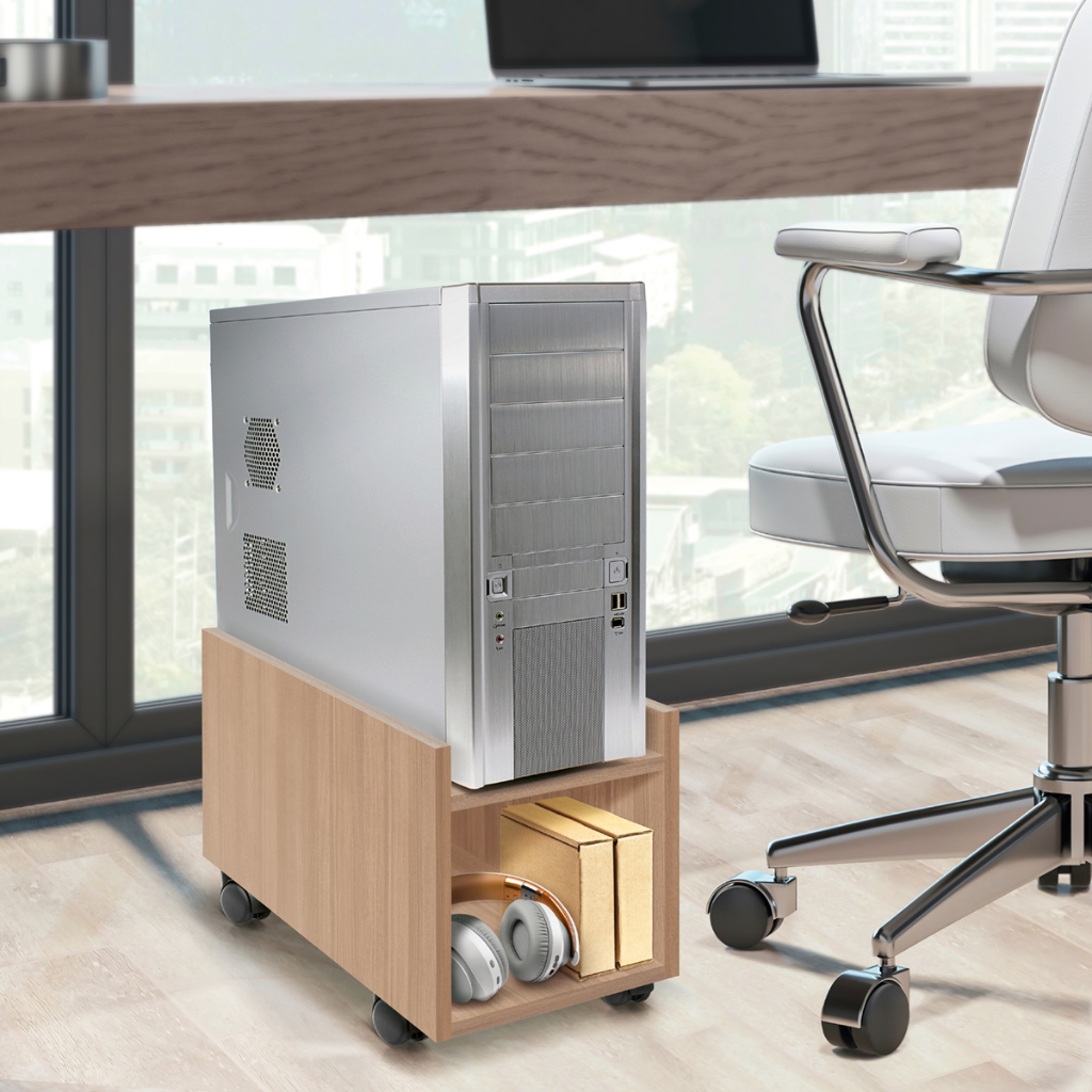 Suporte De Gabinete Computador Cpu Com Rodas Em Mdf Hanover