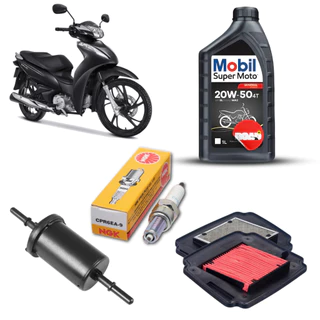 Kit Revisao Biz 125 Oleo Mobil Vela + Filtros 2011 a 2024