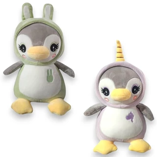 Pinguim c/ Fantasia Unicórnio Coelho Pelúcia Macio Antialérgico Gruas Presentes Brinquedo Infantil