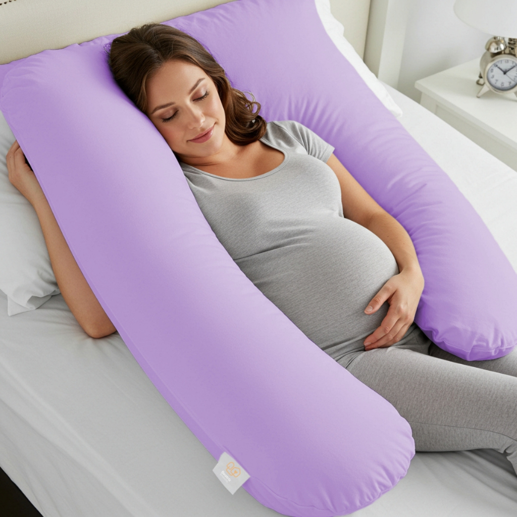 Travesseiro de Corpo para Grávida Gestante 1,30m x 80cm + Capa Percal ...