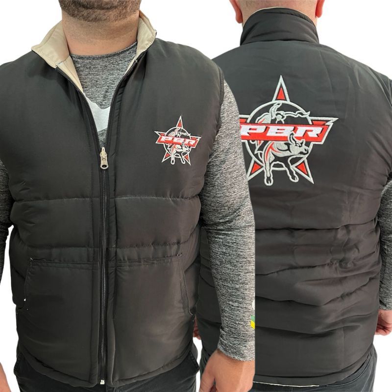 Colete Masculino Country Abqm Quarto de Milha e PBR Dupla Face