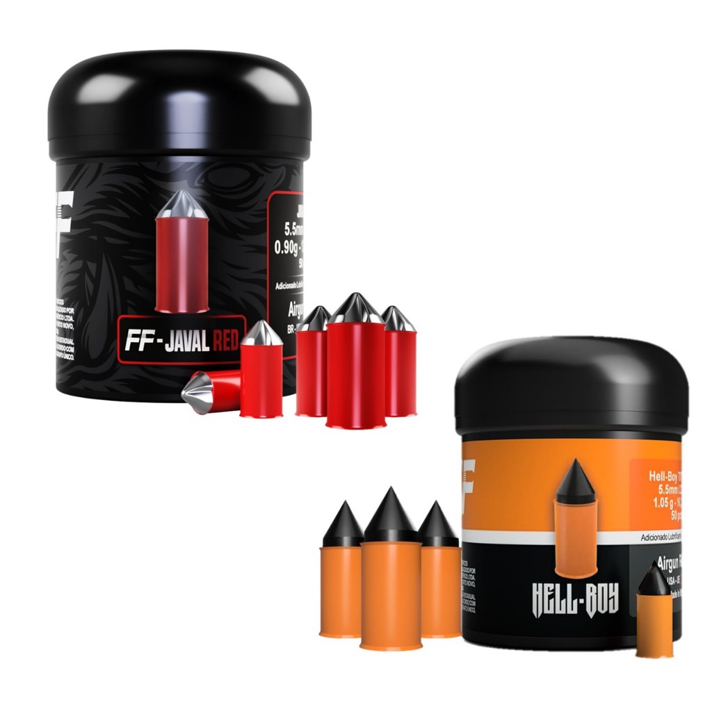 Kit Chumbinhos 5.5 mm FF Hell Boy + Javal Red Perfurante para caça e treino