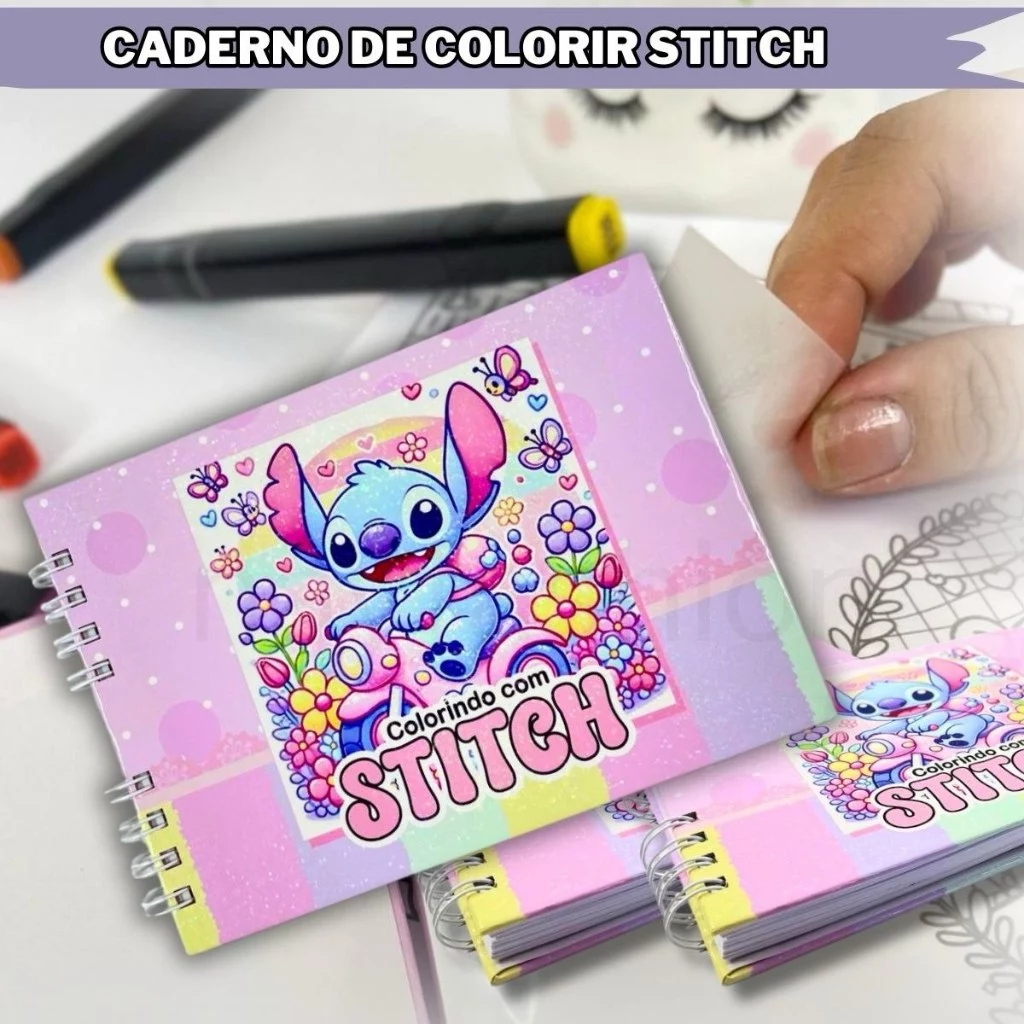 Caderno de desenho para pintar Stitch 50 Folhas A5 capa dura fofo ...