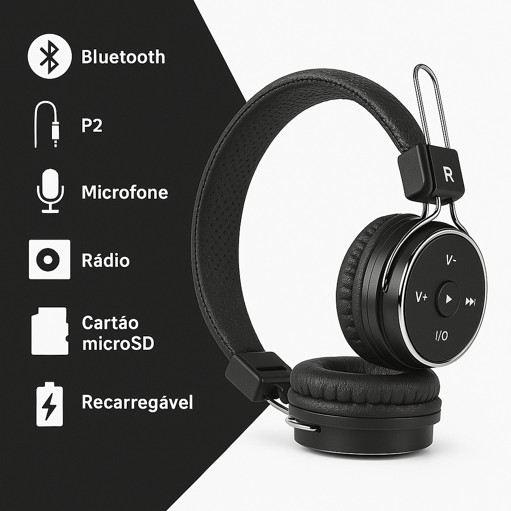 Fone Ouvido Sem Fio Bluetooth Cartão De Memória E Rádio Fm | Shopee Brasil