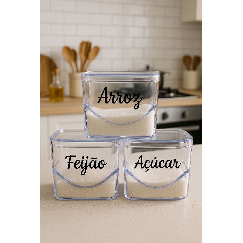 Potes para Arroz, Feijo e Acar com Tampa  Organizao Prtica e ...