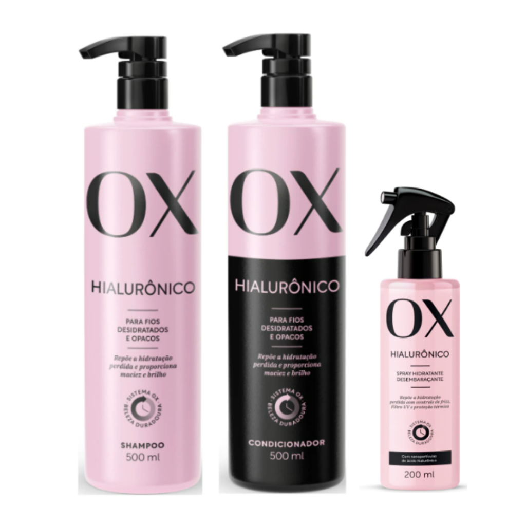 Kit Ox Hialurônico - Shampoo e Condicionador 500ml + Spray ...