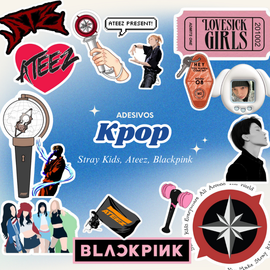 Adesivos KPOP: Stray Kids, Blackpink, Ateez - 25 unidades | Shopee