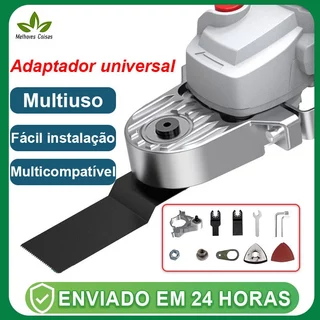 Adaptador Esmerilhadeira Multifunção Oscilante Rosca M14 e 9 Acessórios Disco de Corte Lixa e Raspador com Component