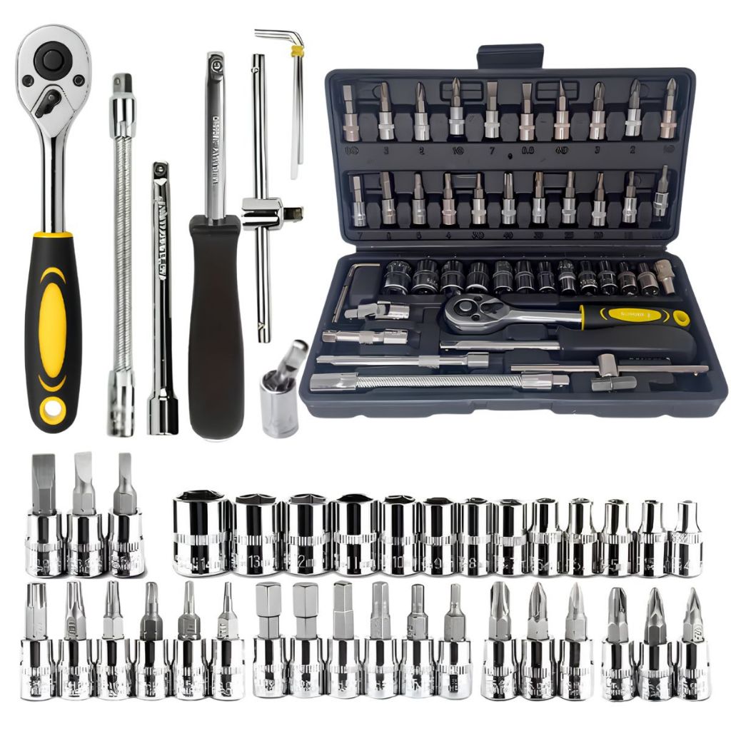 Kit Jogo de Chaves Catraca Soquete 46 Peças com Maleta Aço Reforçado ...