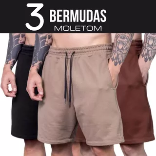 Kit 3 Bermuda Moletom Masculina Básica Casual Verão Confortável em Oferta na Shopee