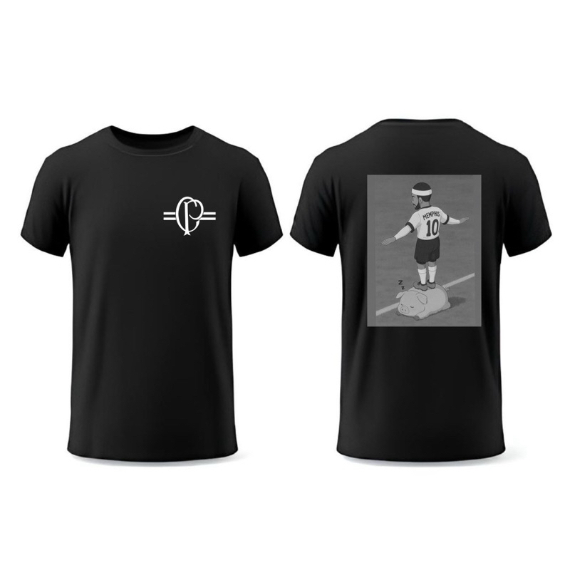 Camisa Personalizada Memphis Depay Corinthians arte em anime preto em branco