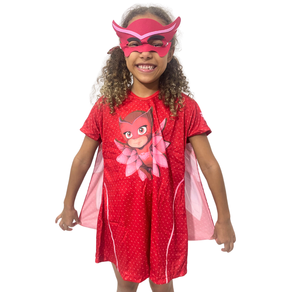Fantasia Da Corujita Pj Mask Infantil Vestido Com Máscara De E.V.A ...