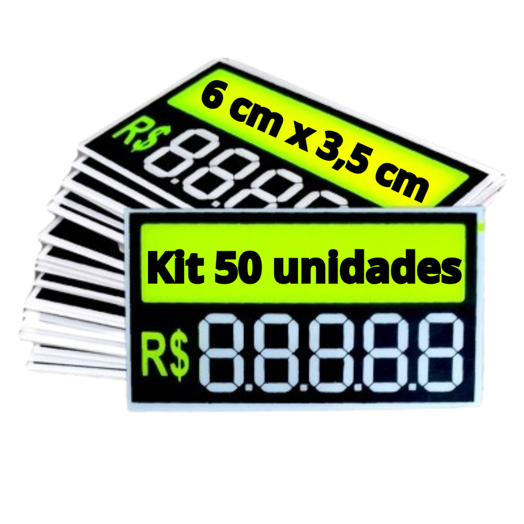 Etiqueta De Preço Pvc 6 Cm X 3,5cm 5 Dígitos 50 Unidades