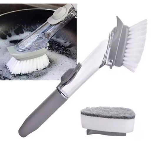Imagem do produto Escova Limpeza 2 em 1 Dispenser Detergente Prática Multifuncional Compacta Cozinha Higiene Durável 1