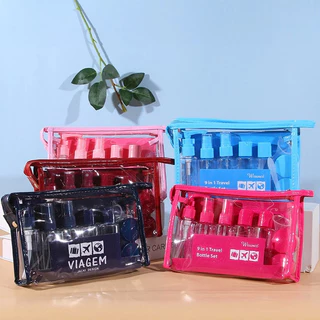 Kit 9 peças viagem Frasco Higiene Pessoal Cosmético em Oferta na Shopee