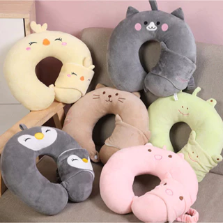 Almofada Descanso de Pescoço Travesseiro Viagem + Tapa Olho Máscara de Dormir em Oferta na Shopee