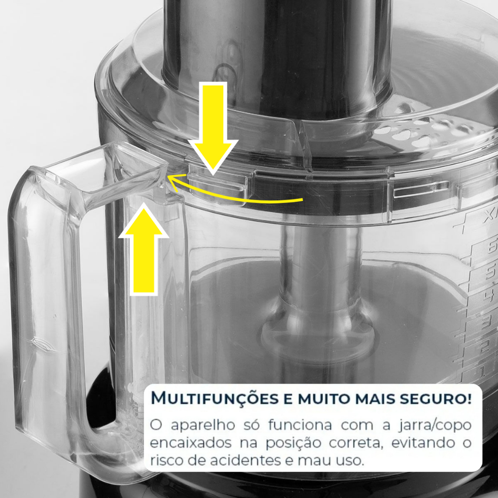 Multiprocessador Pro 9 Em 1 Batedeira Philco 1700w Copo de Vidro