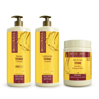 Kit Tutano Shampoo, Condicionador, Banho de Creme Bio Extratus - 1L Força e Maciez