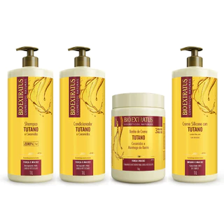 Kit Tutano Shampoo, Condicionador, Banho de Creme e Creme de Silicone - 1L Bio Extratus Força