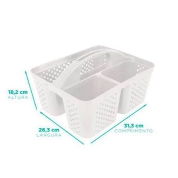Cesto Cestinha Organizadora OFERTA Multiuso C/ Alça Servir Lanches Organiza Produto Limpeza Objeto Branco 284/B Nitron | Shopee Brasil