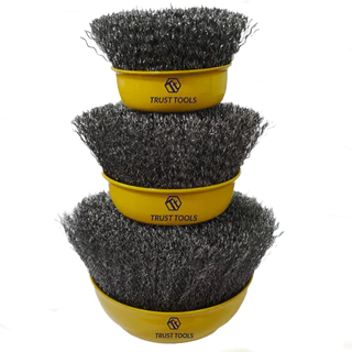 Kit 3 Escova De Aço Para Esmerilhadeira Lixadeira 3" 4" 5" Copo Rosca M14 Ondulado Reforçada