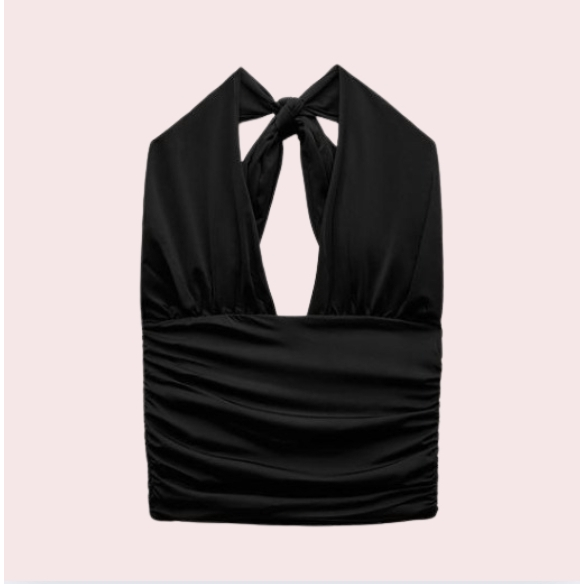 TOP AMARAÇÃO NO PESCOÇO FRENTE ÚNICA COM DETALHE FRANZIDO | Shopee Brasil