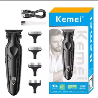 Máquina de Acabamento Kemei Profissional Cabelo Barba Recarregável Com Display LCD Original KM-2269 - Bivolt