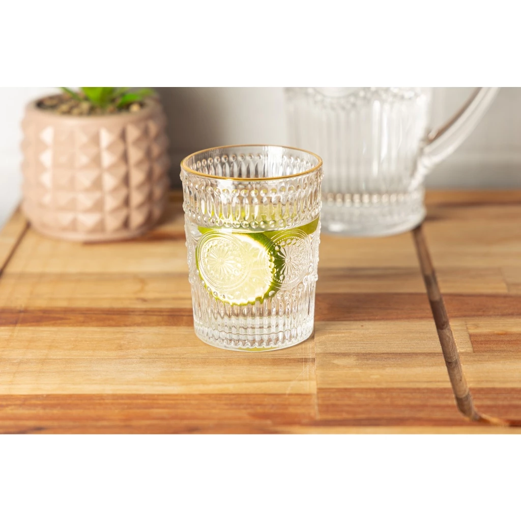 6 Copos Mandala de Vidro com Fio de Ouro 260ml - Wolff
