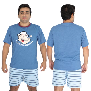 Pijama Masculino Curto Verão Camisa Estampado Gola Redonda e Short em Oferta na Shopee