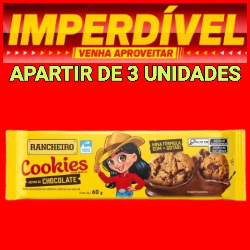 BISCOITO RANCHEIRO COOKIES VEGANO ZERO LACTOSE 60g | Shopee Brasil