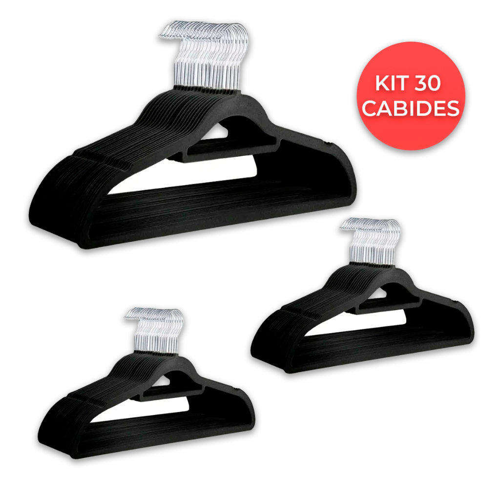 Kit Cabides Veludo Para Roupas Adulto 30 Unidades Fino Resistente