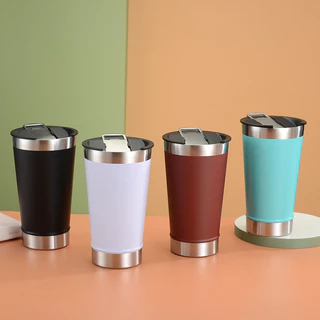 Kit 5 ou 10 Copos Térmicos 473ml Com Tampa e Abridor de Garrafas Em Diversas Cores