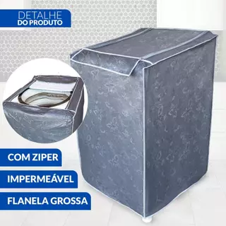 Capa De Maquina Lavar com Ziper 10Kg Até 18Kg Impermeável