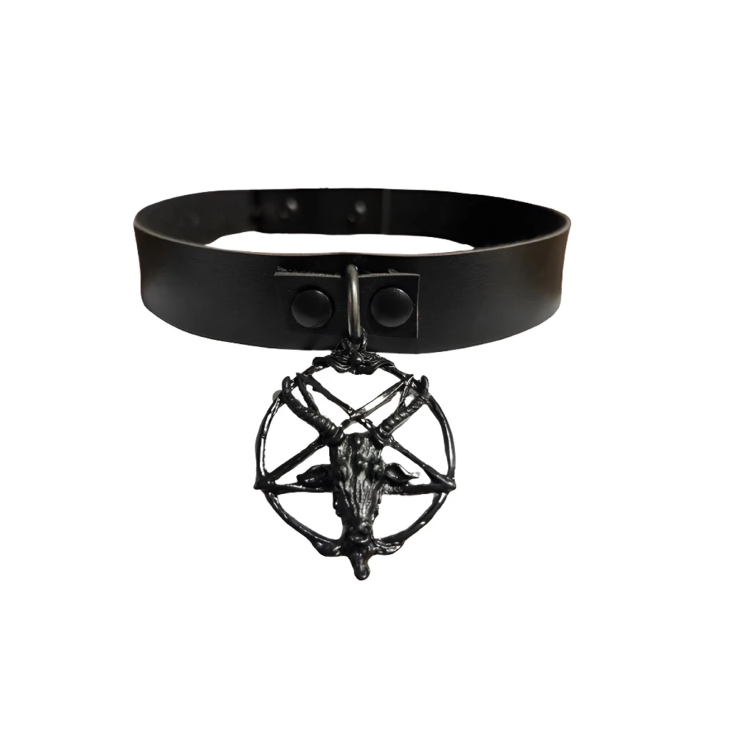 Choker Preto Baphomet Bode