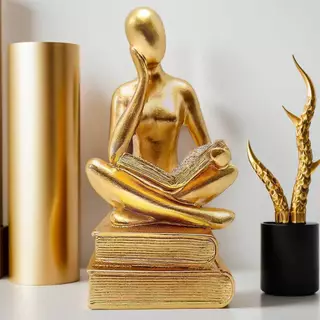 Estátua Figura Pensador Estudando Enfeite Decorativo Casa Estatueta Reflexão Mesa Escritório Decoração Luxo em Oferta na Shopee