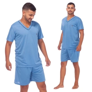 Pijamas Lisos Masculino Manga Curta Short Linha Noite Adulto Verão em Oferta na Shopee