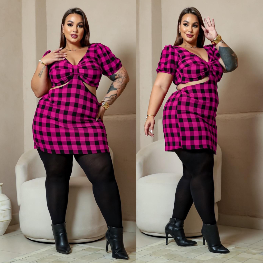 Vestido Xadrez Plus Size Festa Junina Vestido Xadrez Plus Size